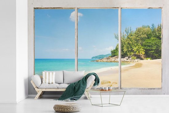 Papier peint - Papier peint photo murale Transparente - Plage - Mer - Largeur 450 cm x hauteur 300 cm