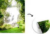 Behang - Fotobehang De woeste waterval in de begroeide natuur van het Klong Lan National Park - Breedte 205 cm x hoogte 280 cm