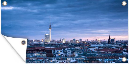 Wanddecoratie buiten Skyline - Berlijn - Europa - 160x80 cm - Tuindoek - Buitenposter