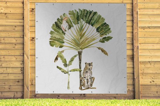 Affiche de Jardin Jungle - Cacatoès - Léopard - 200x200 cm