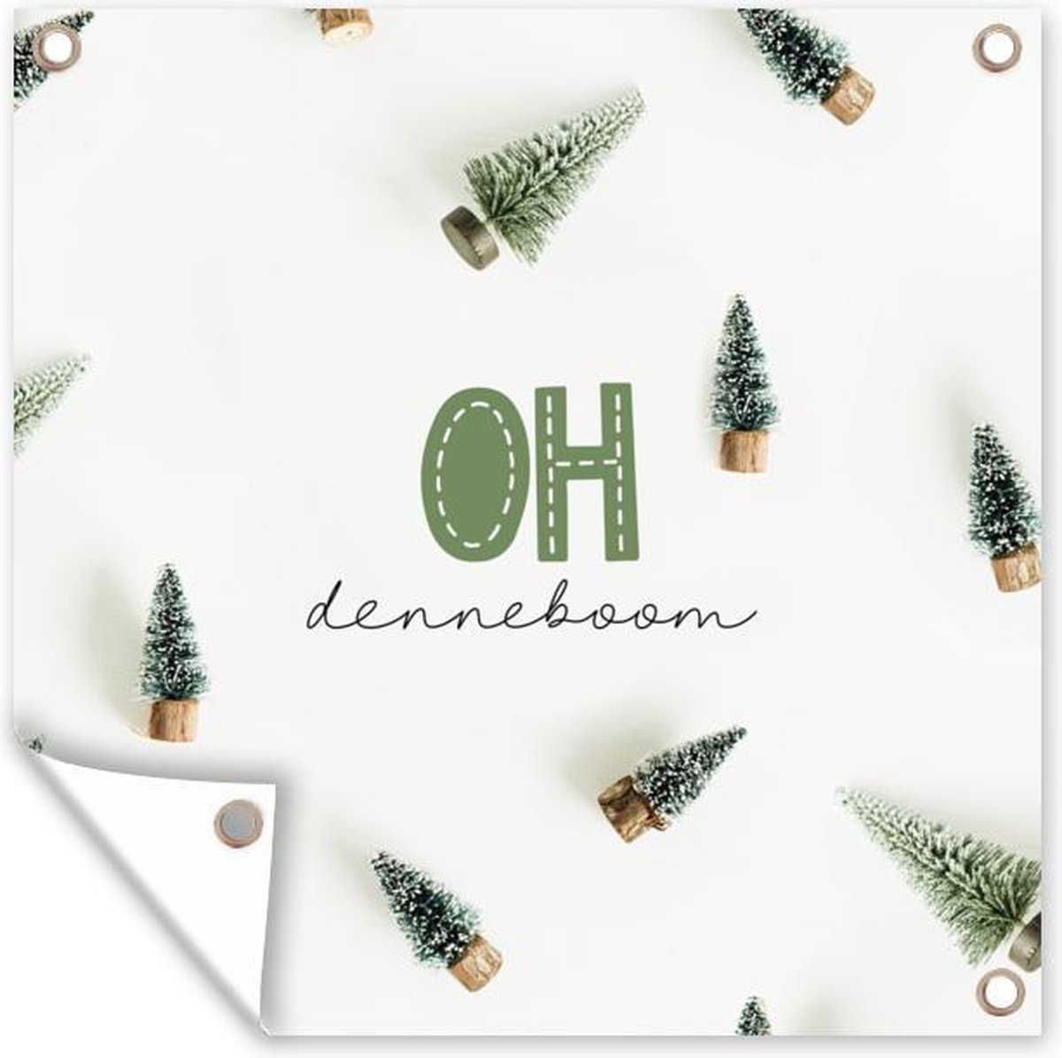 Tuin poster Winter Kerst Dennenboom 200x200 cm Tuindoek Buitenposter GreatGardenPosters