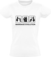 Marriage Evolution | Dames T-shirt | Wit | Huwelijk | Trouwen | Evolutie