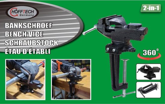 Hofftech Bankschroef - 2-in 1- 80 mm - 360 graden draaibaar - Hofftech Germany