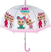 paraplu Dreamy junior 42 cm polyester wit/roze
