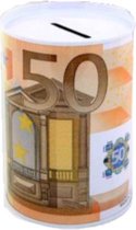 spaarpot 50 euro 12 x 8,5 cm aluminium wit/oranje