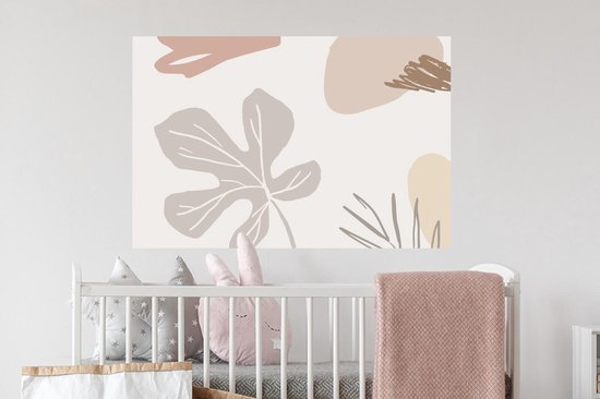 Stickers Stickers muraux - Été - Feuille - Grijs - 90x60 cm - Feuille adhésive