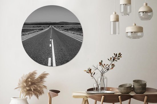 WallCircle - Muurstickers - Behangcirkel - Australië - Landschap - Zwart - Wit - ⌀ 140 cm - Muurcirkel - Zelfklevend - Ronde Behangsticker