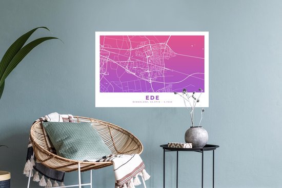 Stickers Stickers muraux - Plan de la ville - Ede - Pays- Nederland - Violet - 60x40 cm - Feuille adhésive - Carte