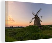 Canvas Schilderij Molen - Horizon - Lente - 120x80 cm - Wanddecoratie