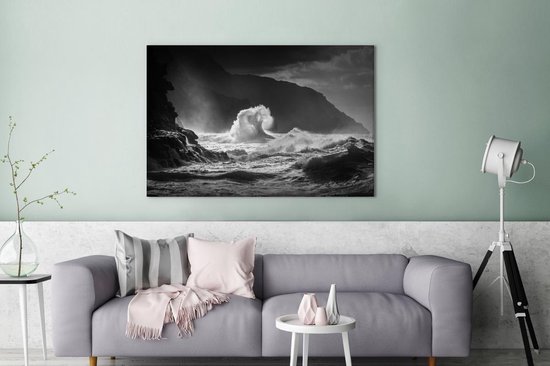 Hautes vagues à Hawaii 140x90 cm - Tirage photo sur toile (Décoration murale salon / chambre)