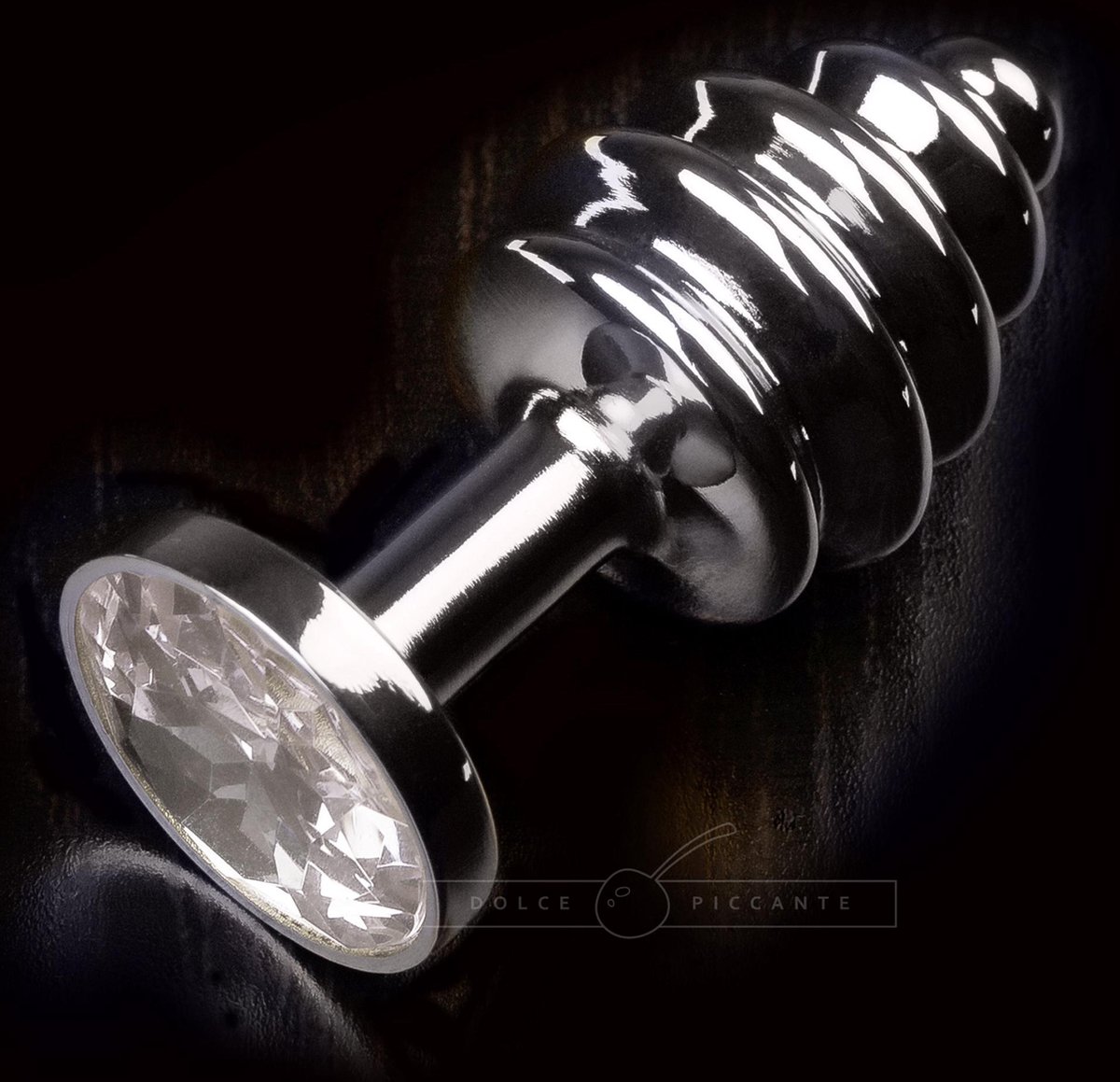 Goedkoopste Geribbelde Buttplug met Siersteen - Transparant