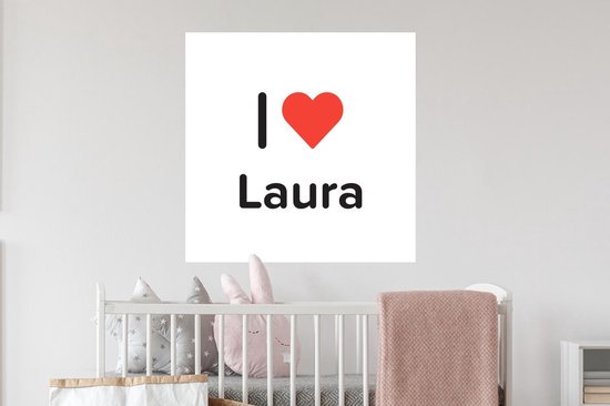 Stickers muraux - J'aime - Laura - Fille - 80x80 cm - Film adhésif