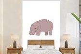 Illustration d'un hippopotame sur fond blanc 145x220 cm