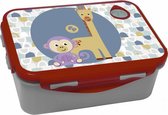 broodtrommel Fisher Price aap en giraffe grijs/bruin