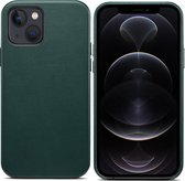 ShieldCase telefoonhoesje geschikt voor Apple iPhone 13 leren hoesje - groen - Lederen case - Backcover leder - Leren hoesje met harde buttons