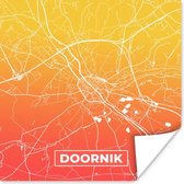 Poster Stadskaart - België - Doornik - Oranje - 50x50 cm - Plattegrond