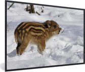 Cadre photo avec affiche - Sanglier - Animal - Neige - 30x20 cm - Cadre pour affiche