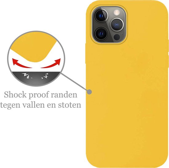 Coque de téléphone jaune avec symbole "Bords antichoc".