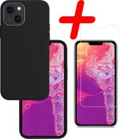 iPhone 13 Hoesje Siliconen Met Screenprotector - iPhone 13 Case Met Screenprotector Zwart - iPhone 13 Hoes - Zwart