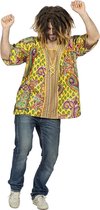 Wilbers - Hippie Kostuum - Woodstock Hippie Paisley Blouse Man - geel - Maat 54 - Carnavalskleding - Verkleedkleding