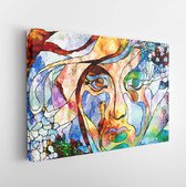 Canvas schilderij - Stained Glass Forever series. Backdrop composed of color fragments, shape patterns and symbols and suitable for use in the projects on art, space division and d