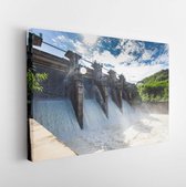 Canvas schilderij - Dam water release,The excess capacity of the dam until spring-way overflows. -     541668826 - 80*60 Horizontal