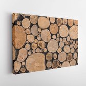 Canvas schilderij - Pile of cut timber background -     410645830 - 115*75 Horizontal
