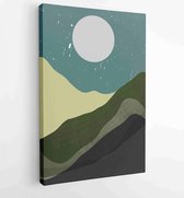 Canvas schilderij - Mountain wall art vector set. Earth tones landscapes backgrounds set with moon and sun 2 -    – 1810069171 - 80*60 Vertical