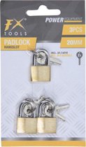 FX Tools Mini hangsloten - 3x - 20mm - koper - 2 x 1 x 4 cm - Hangslotjes