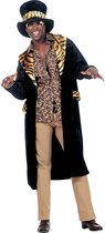 Widmann - Pooier Kostuum - Big Daddy, Fluweel King Of Pimps Kostuum Man - Zwart - XL - Carnavalskleding - Verkleedkleding
