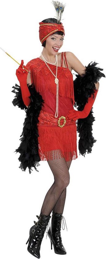 Widmann - Jaren 20 Danseressen Kostuum - Roaring Flapper Jurk Rood 1920s Kostuum Vrouw - Rood - Medium - Carnavalskleding - Verkleedkleding
