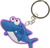 sleutelhanger haai junior 6 cm rubber paars/blauw