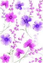 muursticker Flowers dames vinyl paars/roze 12-delig