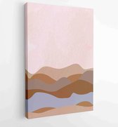 Canvas schilderij - Mountain wall art vector set. Earth tones landscapes backgrounds set with moon and sun. 2 -    – 1875695959 - 50*40 Vertical