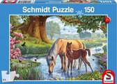 legpuzzel Paarden junior karton blauw 150 stukjes