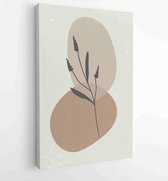 Canvas schilderij - Earth tone boho foliage line art drawing with abstract shape. Abstract Plant Art design for print, cover, wallpaper, Minimal and natural wall art. 4 -    – 1834