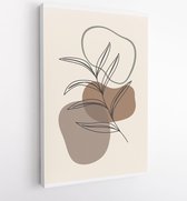 Canvas schilderij - Foliage line art drawing with abstract shape. Abstract Plant Art design for print, cover, wallpaper, Minimal and natural wall art. 3 -    – 1810924393 - 80*60 V