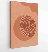 Canvas schilderij - Earth tones landscapes backgrounds set with moon and sun. Abstract Plant Art design for print, cover, wallpaper, Minimal and natural wall art. 3 -    – 18278527