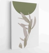 Canvas schilderij - Foliage line art drawing with abstract shape. Abstract Eucalyptus and Art design for print, cover, wallpaper, Minimal and natural wall art. 4 -    – 1823785559