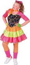 Jaren 80 & 90 Kostuum | Disco Girl Felle Fluor Kleuren | Meisje | Maat 140 | Carnaval kostuum | Verkleedkleding