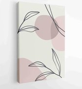 Canvas schilderij - Earth tone boho foliage line art drawing with abstract shape. Abstract Plant Art design for print, cover, wallpaper, Minimal and natural wall art. 4 -    – 1828