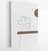 Canvas schilderij - Foliage line art drawing with abstract shape. Abstract Plant Art design for print, cover, wallpaper, Minimal and natural wall art. 4 -    – 1810924402 - 80*60 V