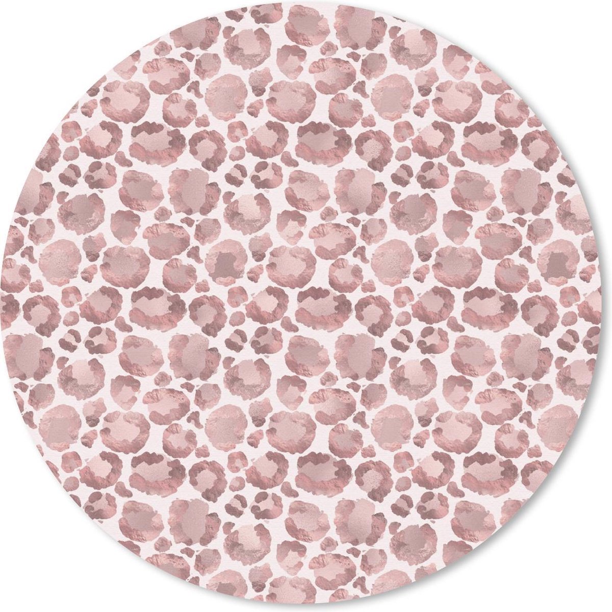 Muismat rond 20x20 cm - Mousepad Panterprint - Aquarelverf - Roze - Ronde muismatten