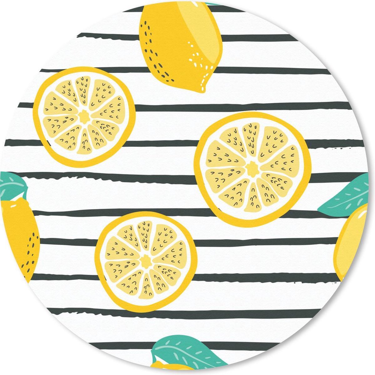 Muismat rond 40x40 cm - Mousepad Citroenen - Zomer - Pastel - Ronde muismatten