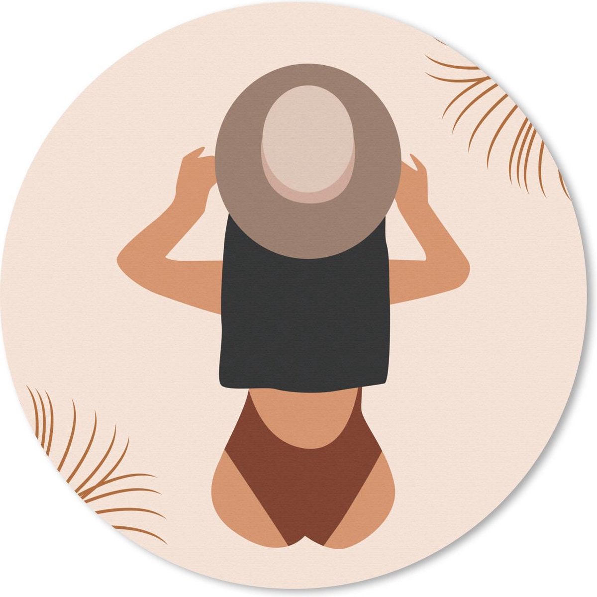 Muismat rond 50x50 cm - Mousepad Zomer - Bladeren - Pastel - Ronde muismatten