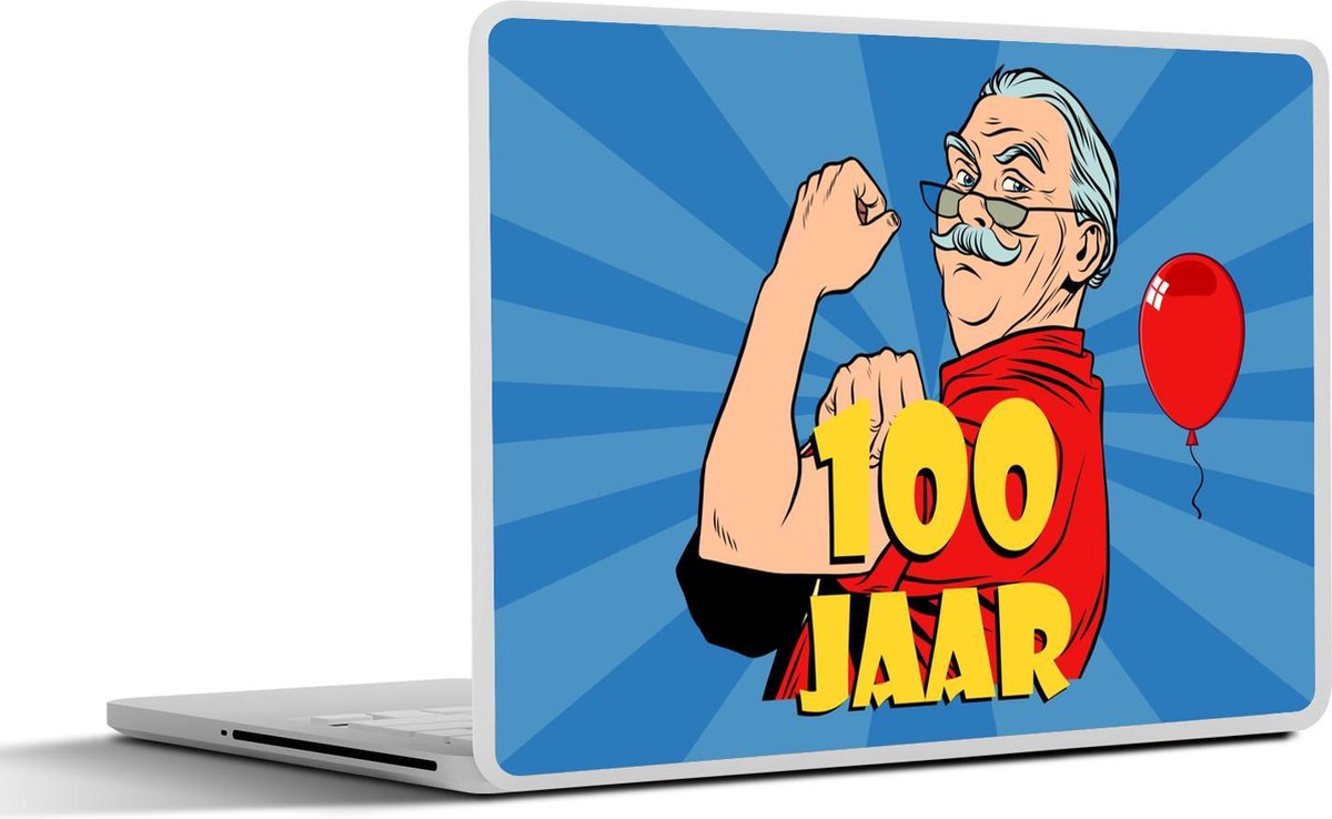 Laptop sticker - 14 inch - Man - Verjaardag - Jubileum - 100 Jaar - 32x5x23x5cm - Laptopstickers - Laptop skin - Cover