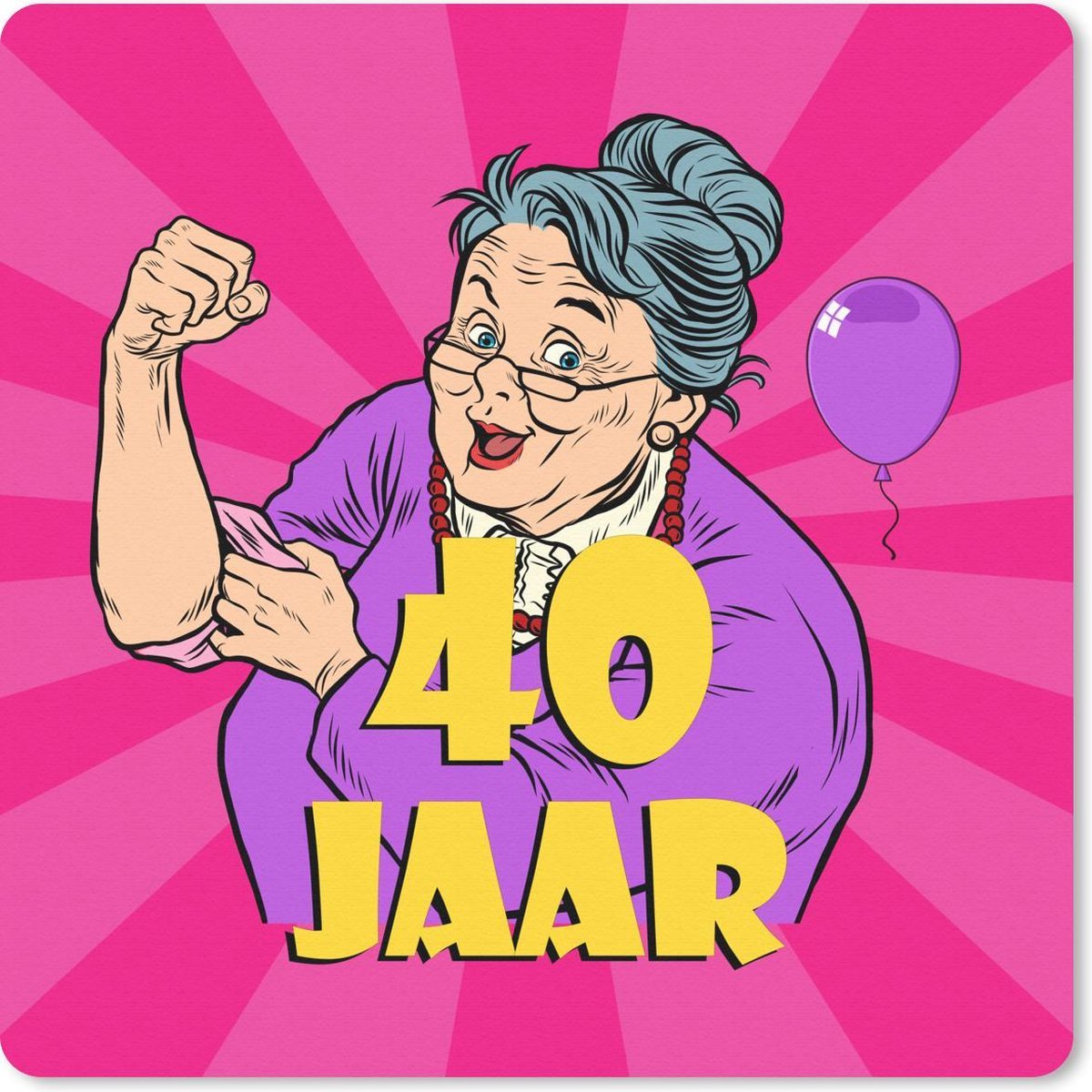Muismat 20x20 cm - Mousepad Vrouw - Verjaardag - 40 Jaar - Muismatten