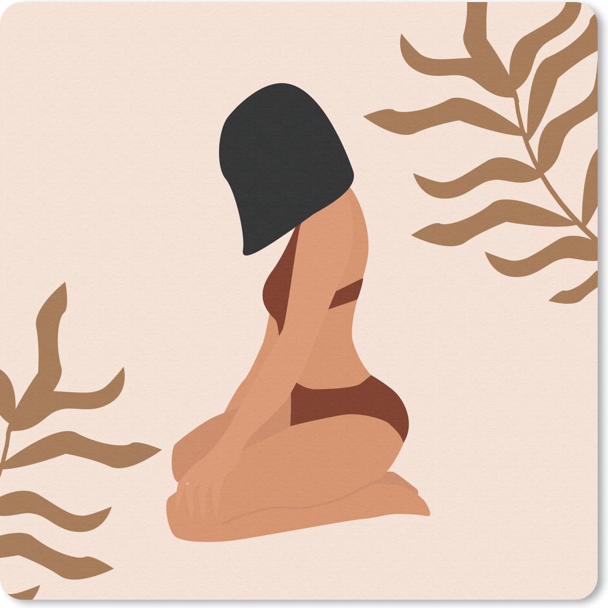 Muismat 30x30 cm - Mousepad Zomer - Bikini - Bladeren - Muismatten