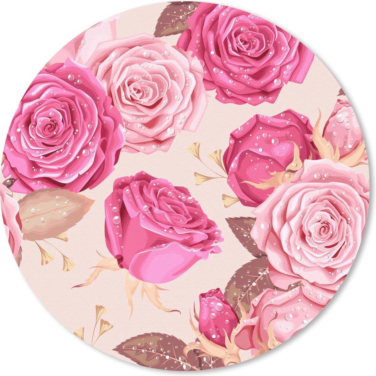 Muismat rond 40x40 cm - Mousepad Rozen - Bloemen - Patroon - Ronde muismatten