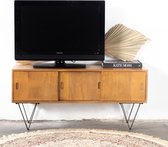 Tv-meubel Hout - Bruin - 120cm - Metalen Onderstel - Kast Ubud - Giga Meubel